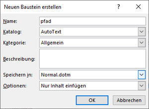 Autotext erstellen